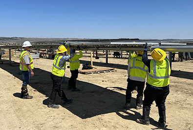 Solar panel installation in progress by the Aquila Energy EPC company