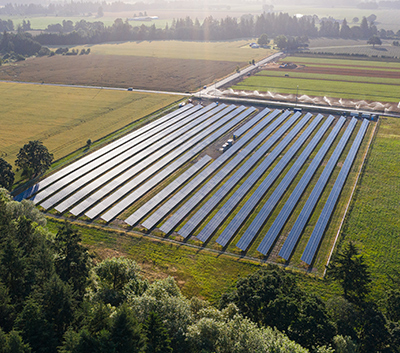 solar panel installation next to agricultural fields