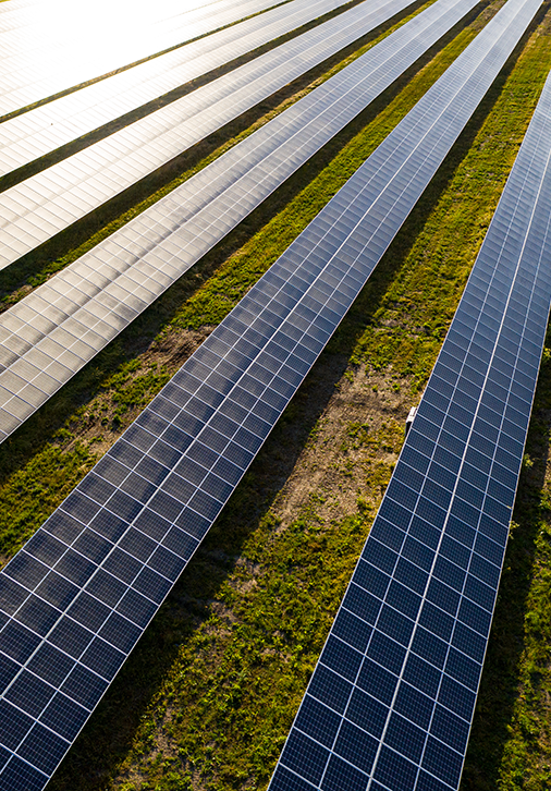 close up of solar panels in California installed by Aquila Energy